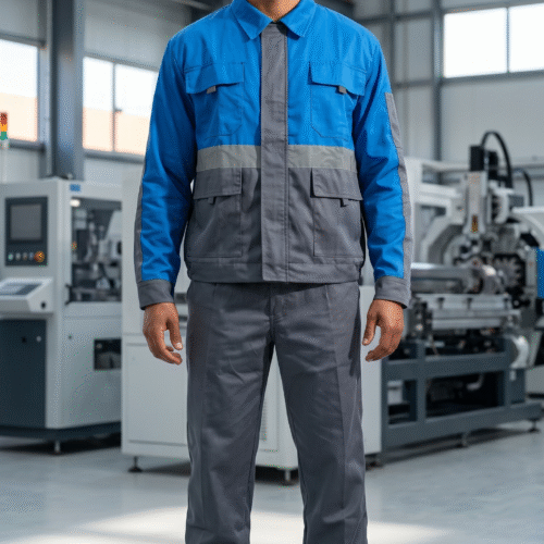 Blouson et pantalon gris et bleu