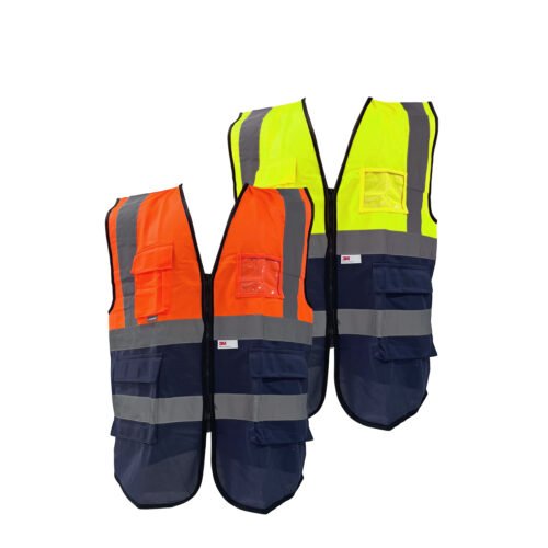 Gilet haute visibilité JAUNE-BLEU / ORANGE-BLEU / Réf: UGJ-1923/UGO-1924